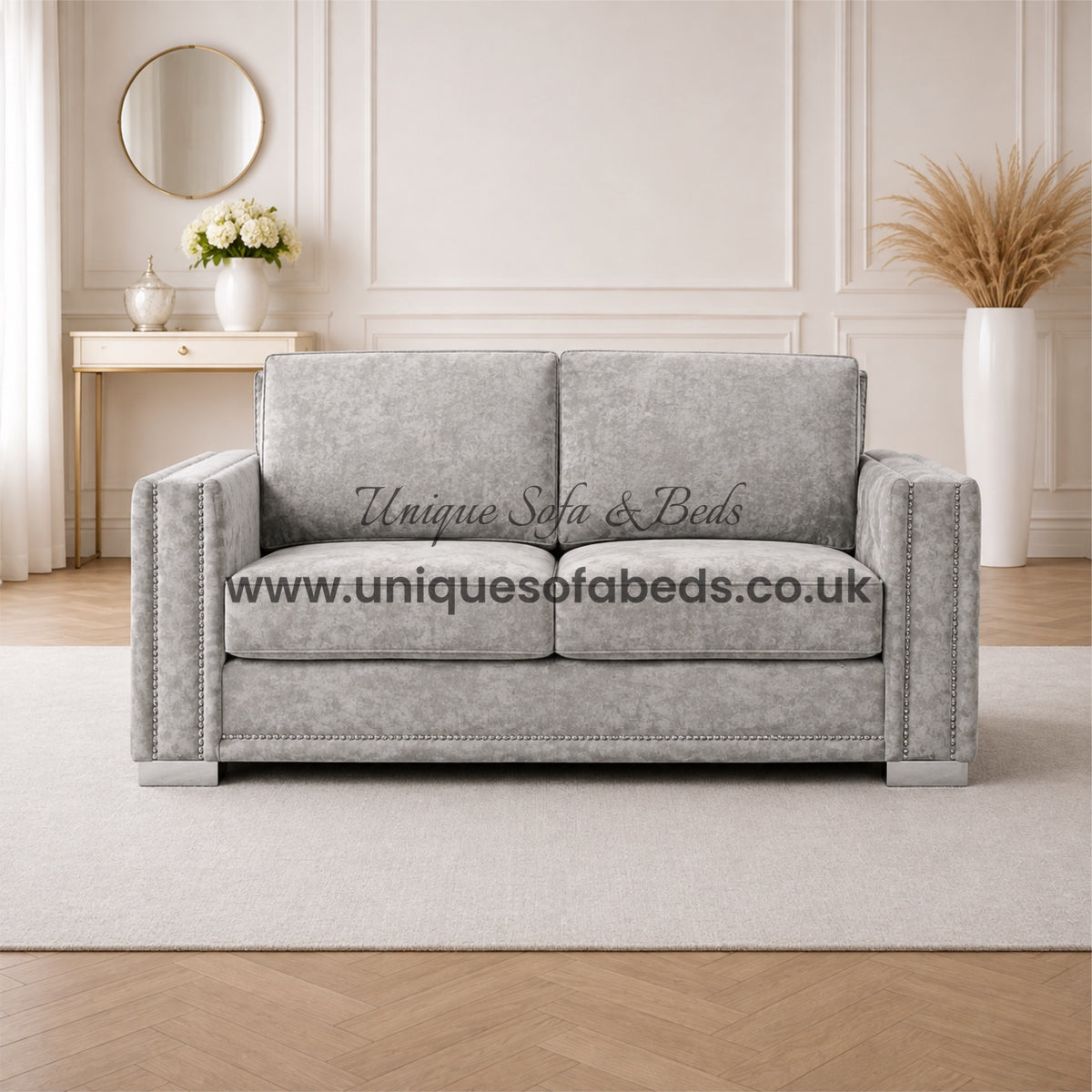 Tuxedo 2 Seater Sofa – Luxury Fabric Sofa with Panelled Arms