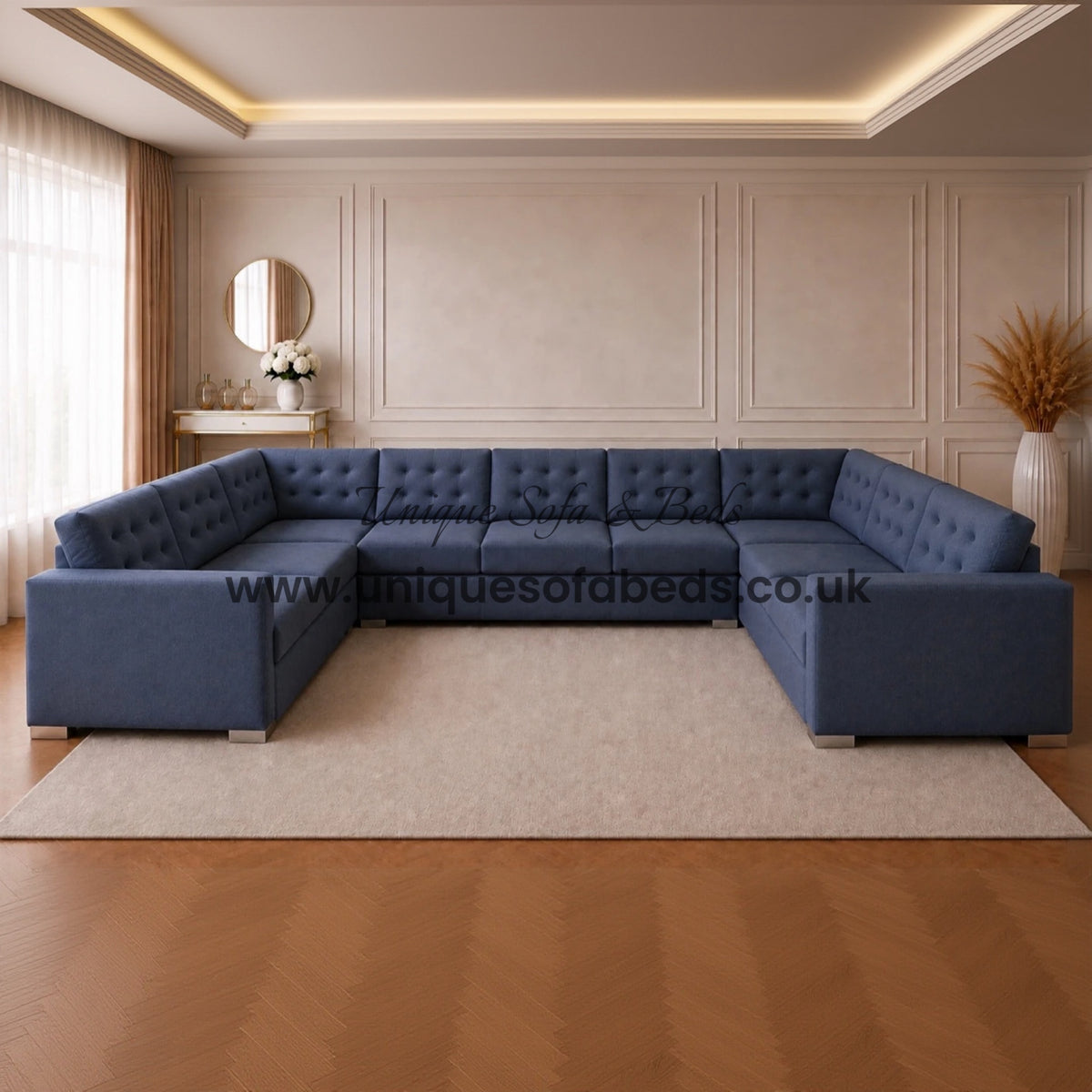 Midas 3+2+1 Sofa Set – Modern Fabric Sofas with Buttoned Back