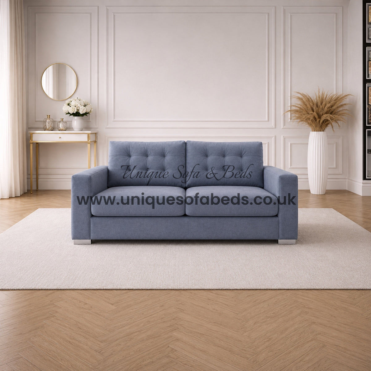 Midas 2 Seater Sofa – Modern Fabric Sofa with Buttoned Back