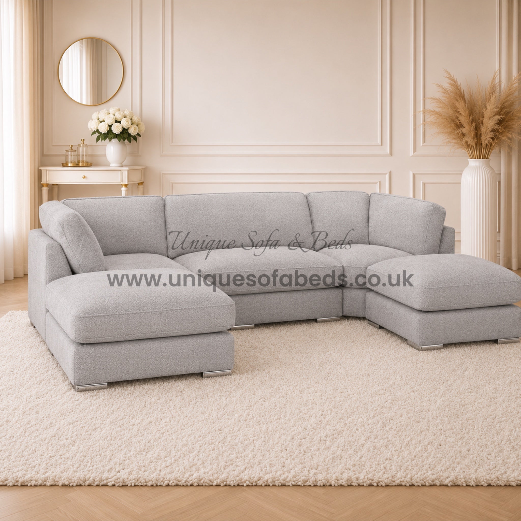 Belgravia U Shape Sofa – Modern Luxury Fabric U Shape Sofa