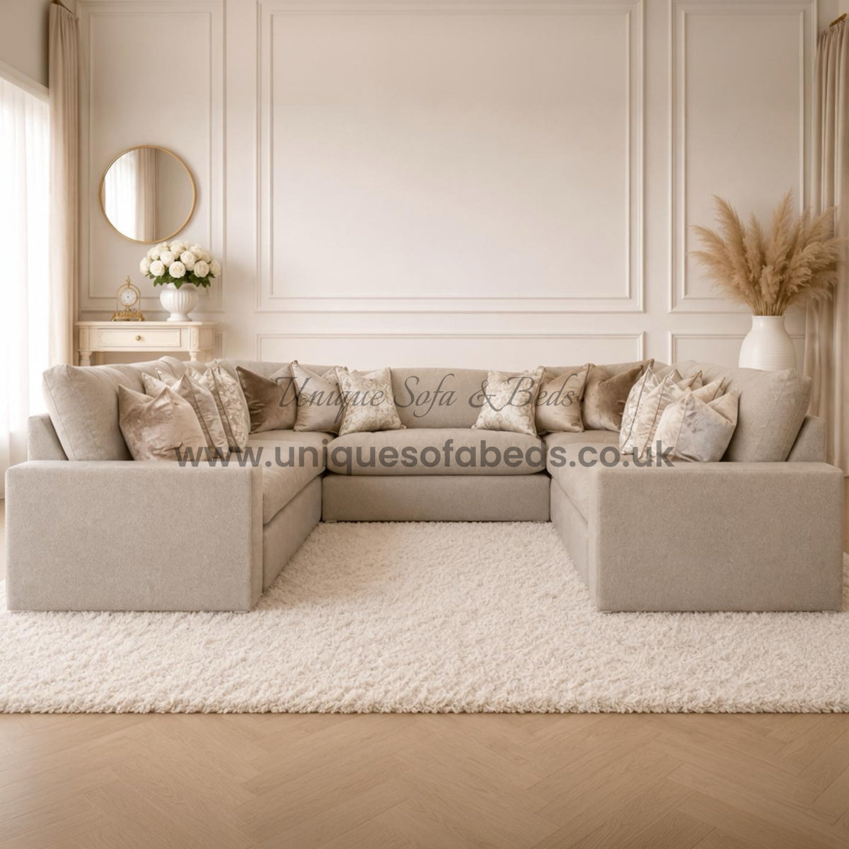 Olivia U Shape Sofa – Modern Luxury Fabric U Shape Sofa