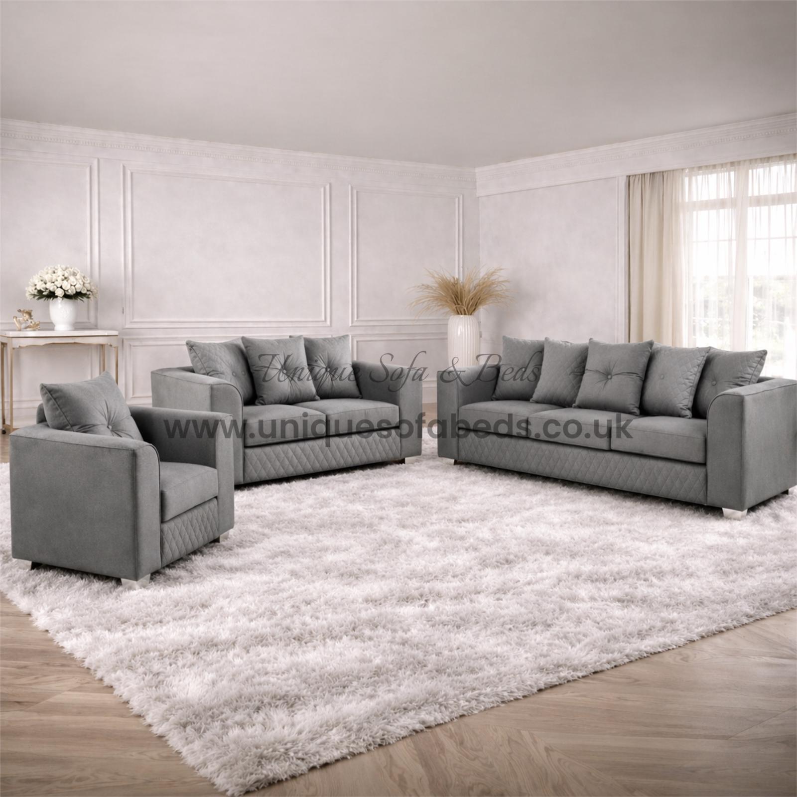Victoria U Shape Sofa – Modern Quilted Velvet Sofa