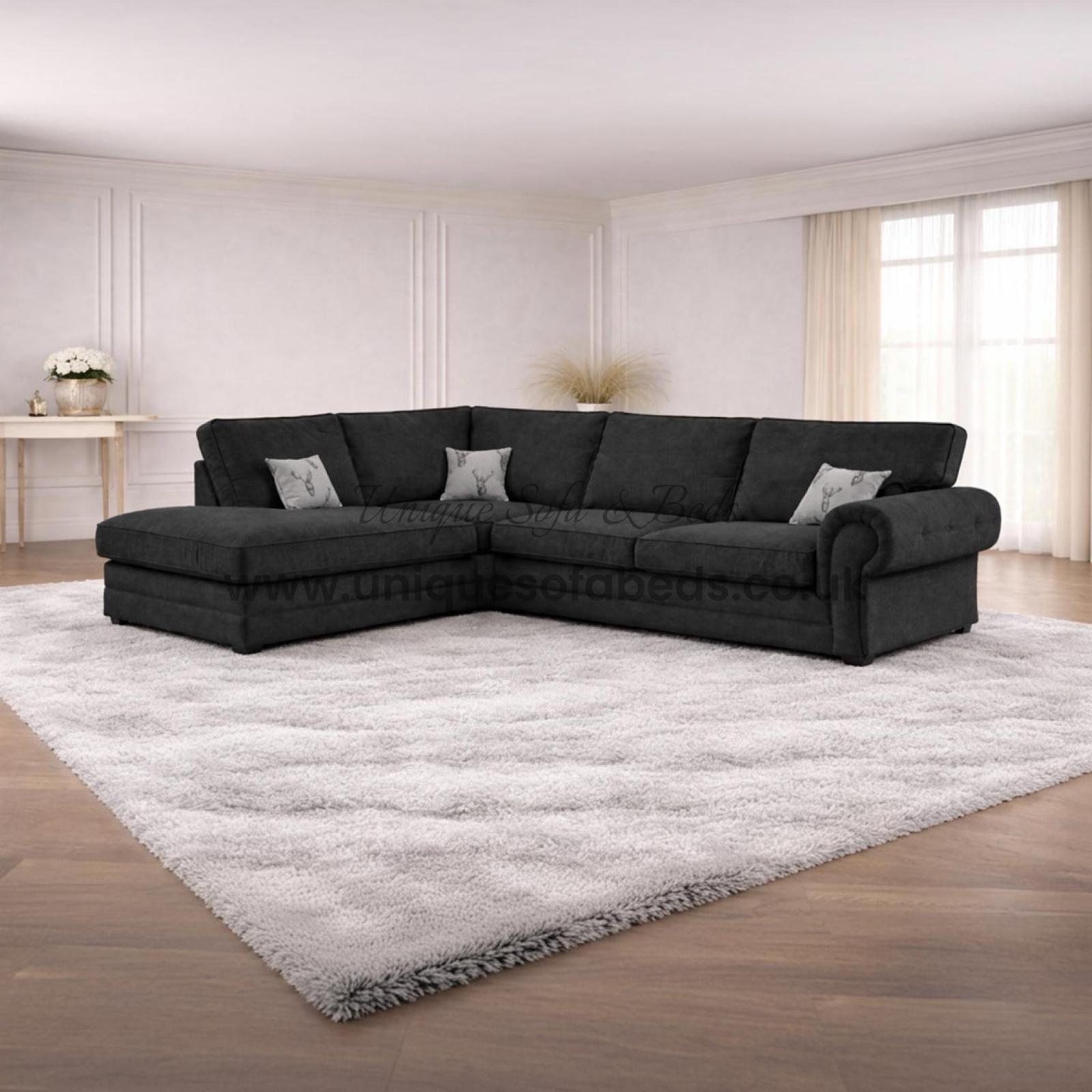 Verona L Shape Chaise Sofa – Rolled Arm Fabric Sofa