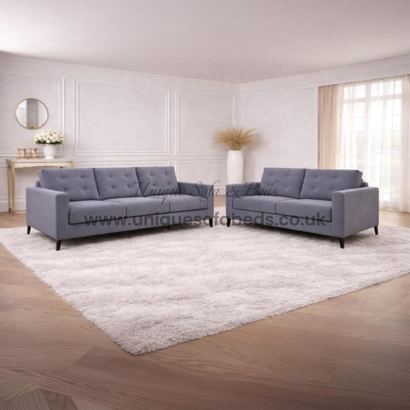 Midas 3+2 Sofa Set – Modern Fabric Sofas with Buttoned Back