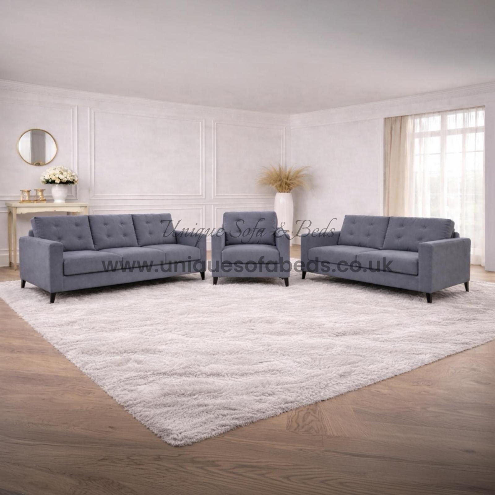 Midas 3+2 Sofa Set – Modern Fabric Sofas with Buttoned Back