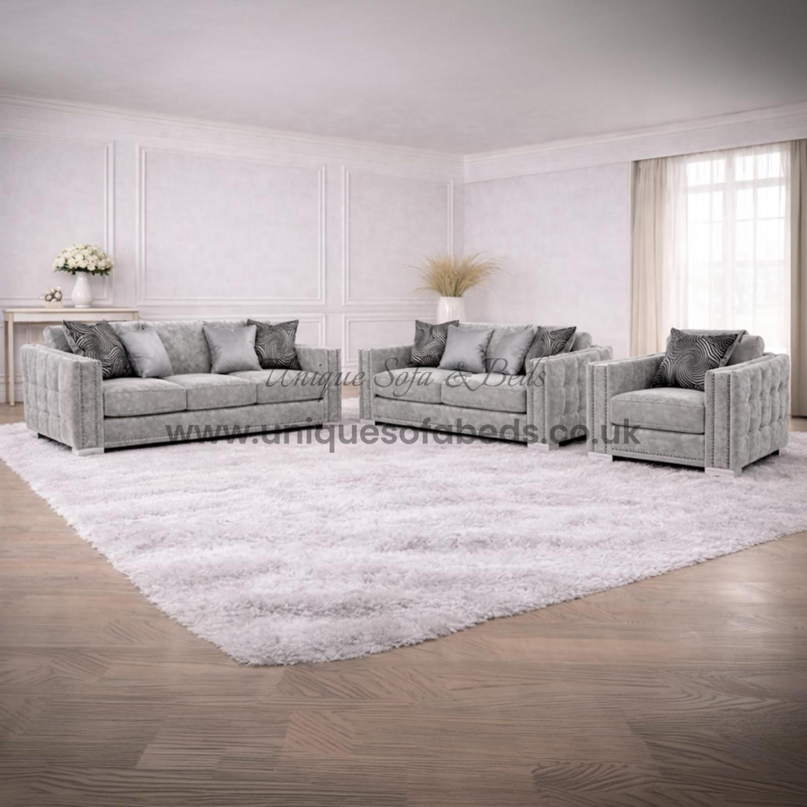 Tuxedo U Shape Sofa – Luxury Fabric Sofa with Panelled Arms