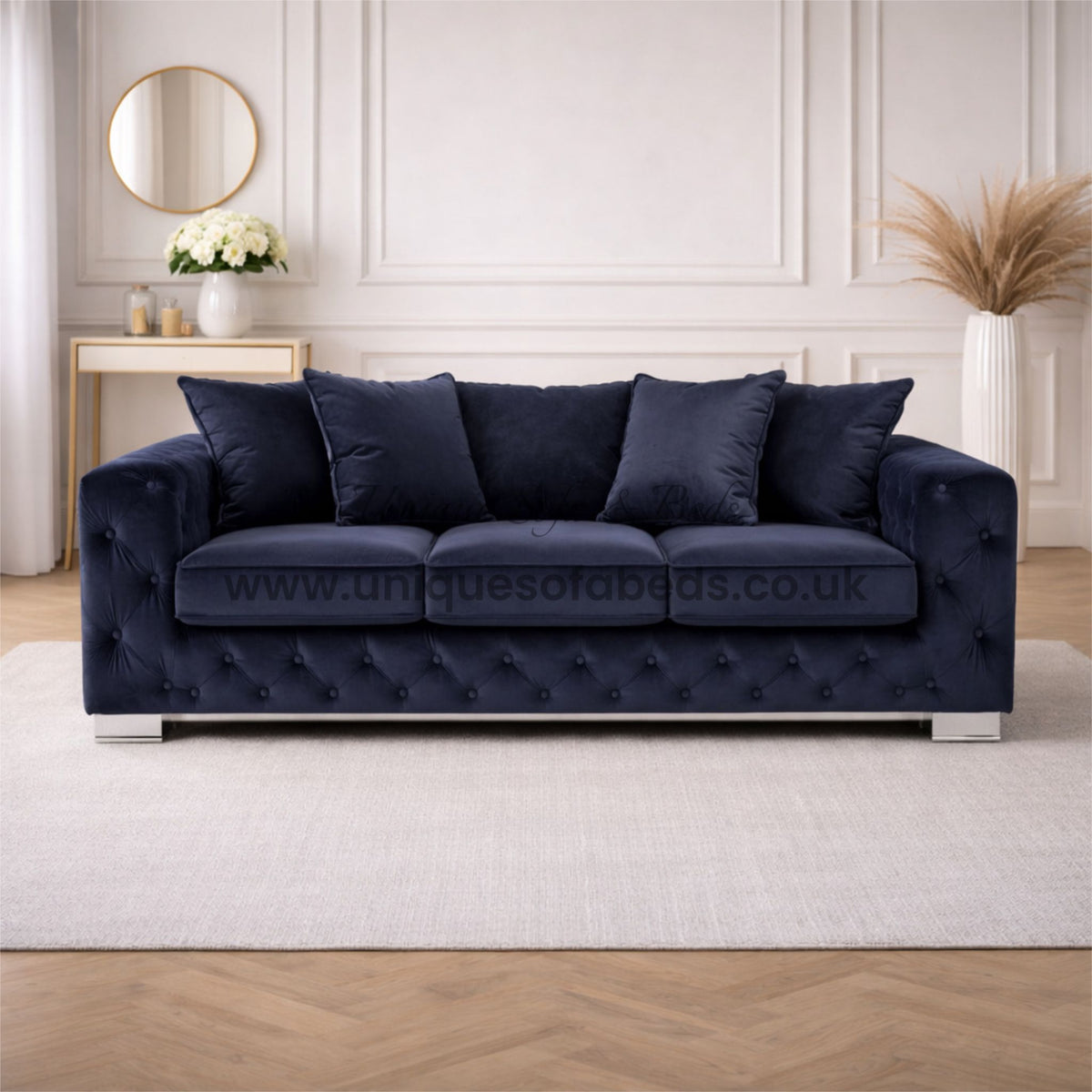 Milano Chesterfield 3 + 2 + 1 Sofa Set – Luxury Buttoned Fabric Suite