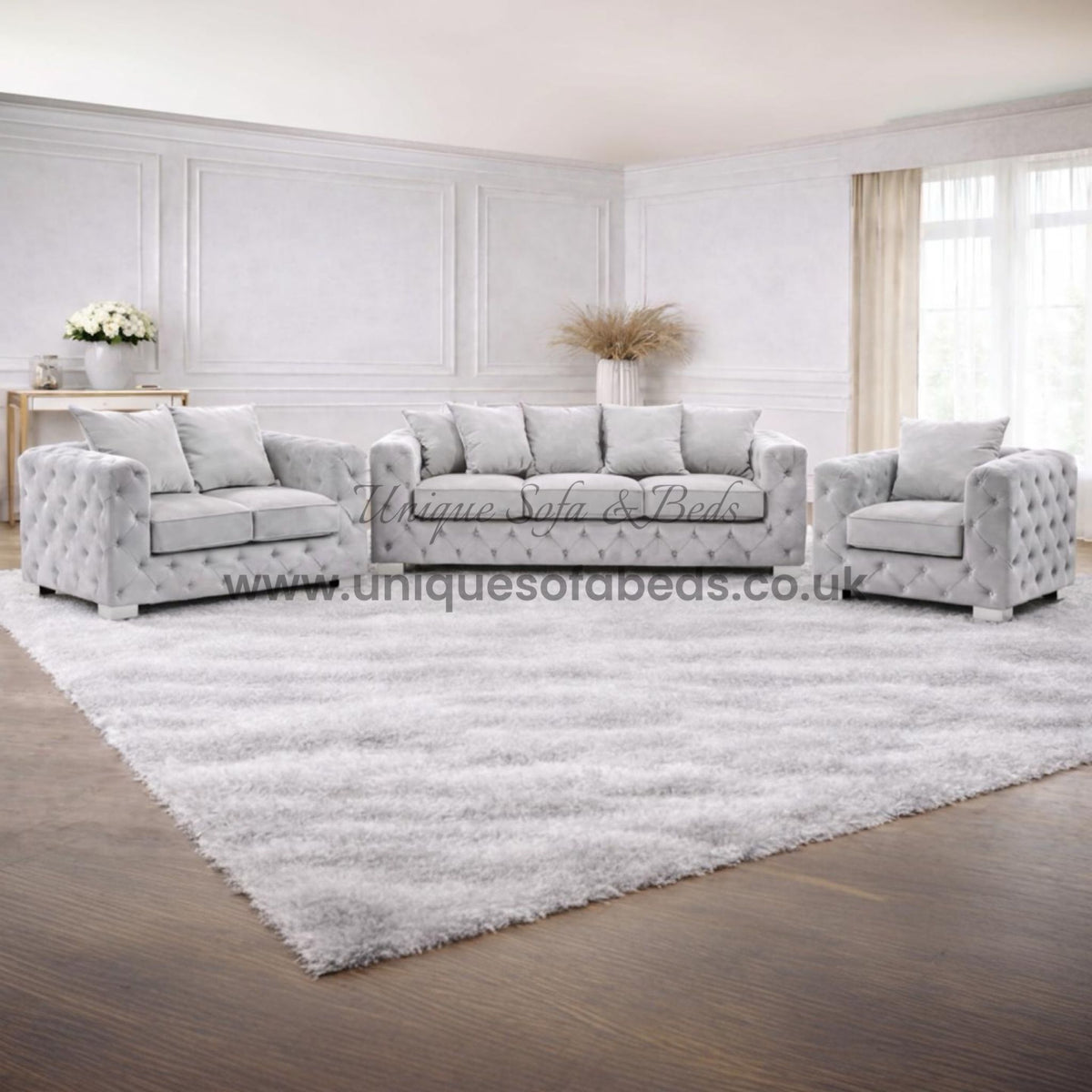 Milano Chesterfield 3 + 2 Seater Sofa Set – Luxury Buttoned Fabric
