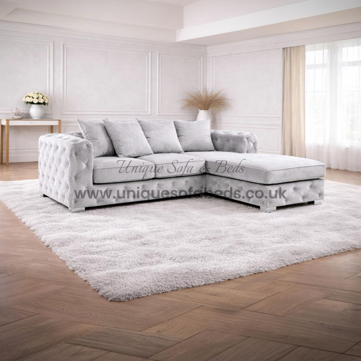Milano Chesterfield L Shape Chaise Sofa – Luxury Buttoned Fabric