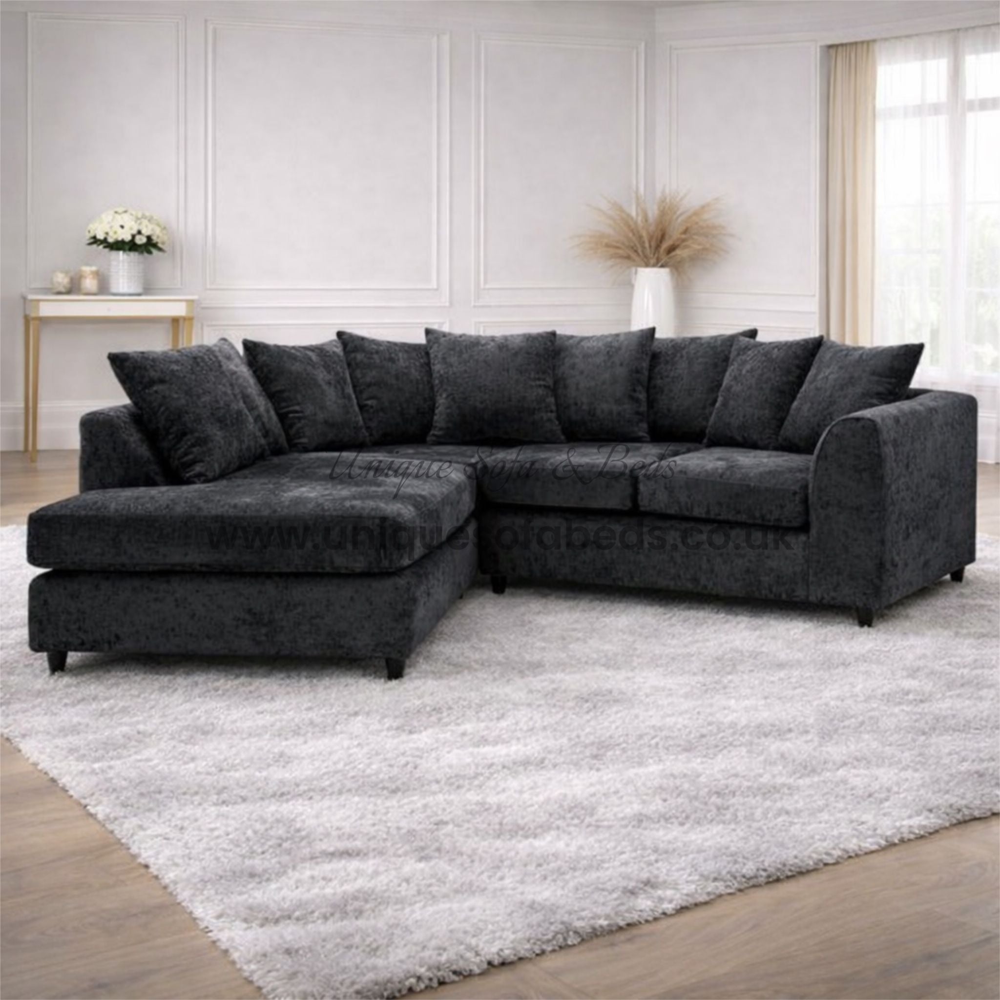 Dylan Modern Fabric L Shape Chaise Sofa – Deep Cushion Corner Sofa