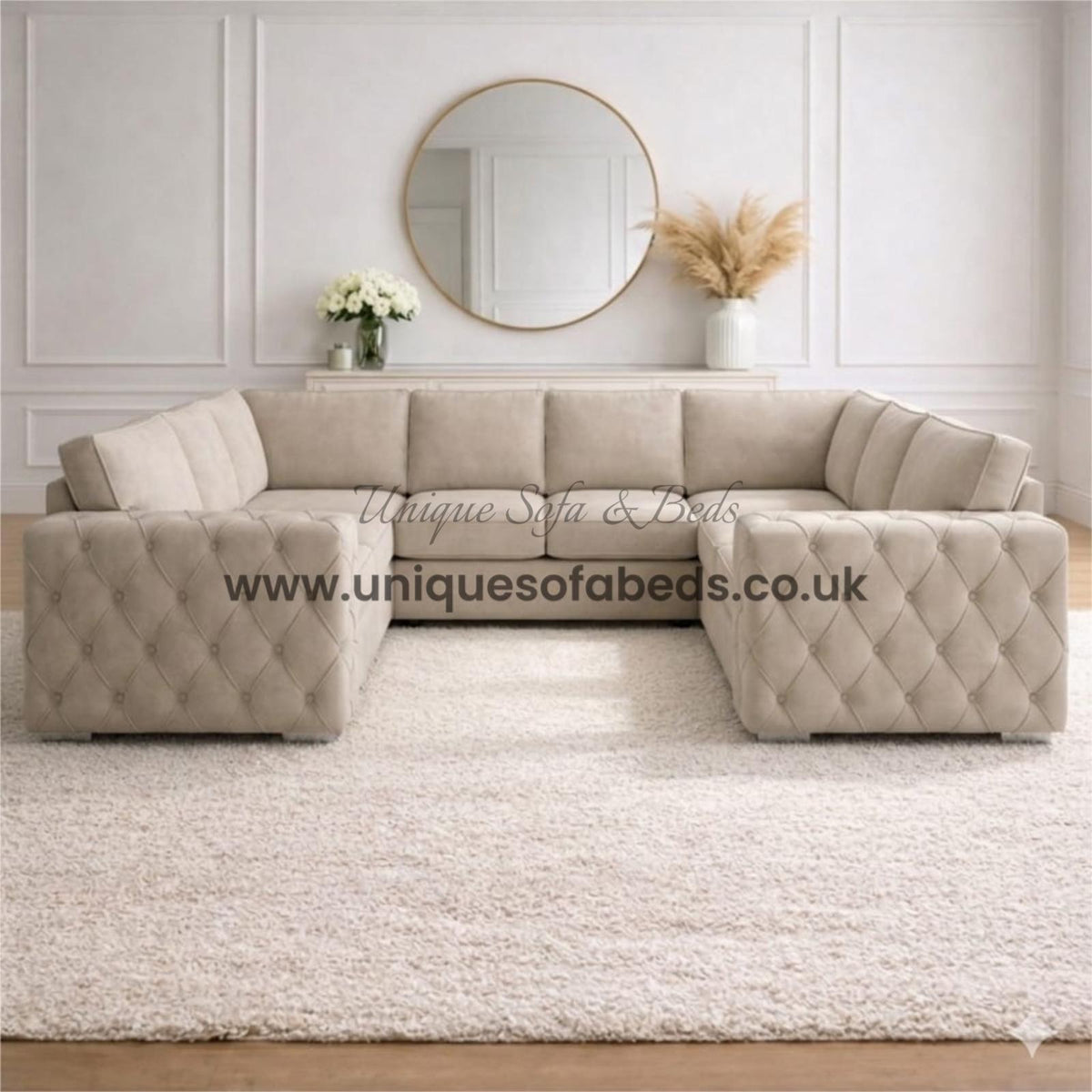 Milton Modern Chesterfield 3+2+1 Sofa Set – Plush Buttoned Velvet Suite