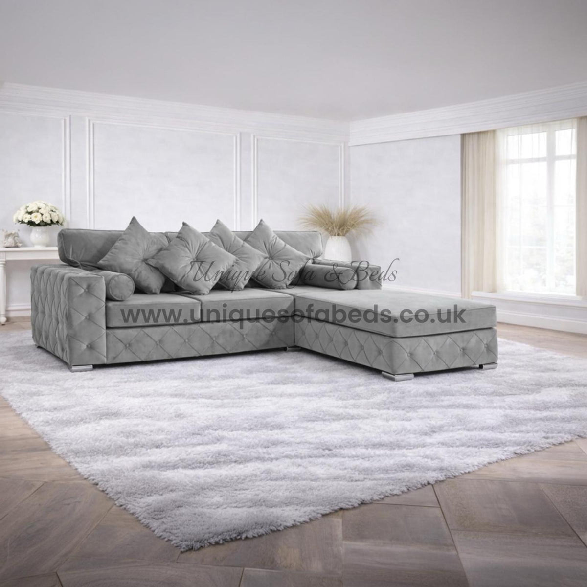 Milton Modern Chesterfield 3+2+1 Sofa Set – Plush Buttoned Velvet Suite