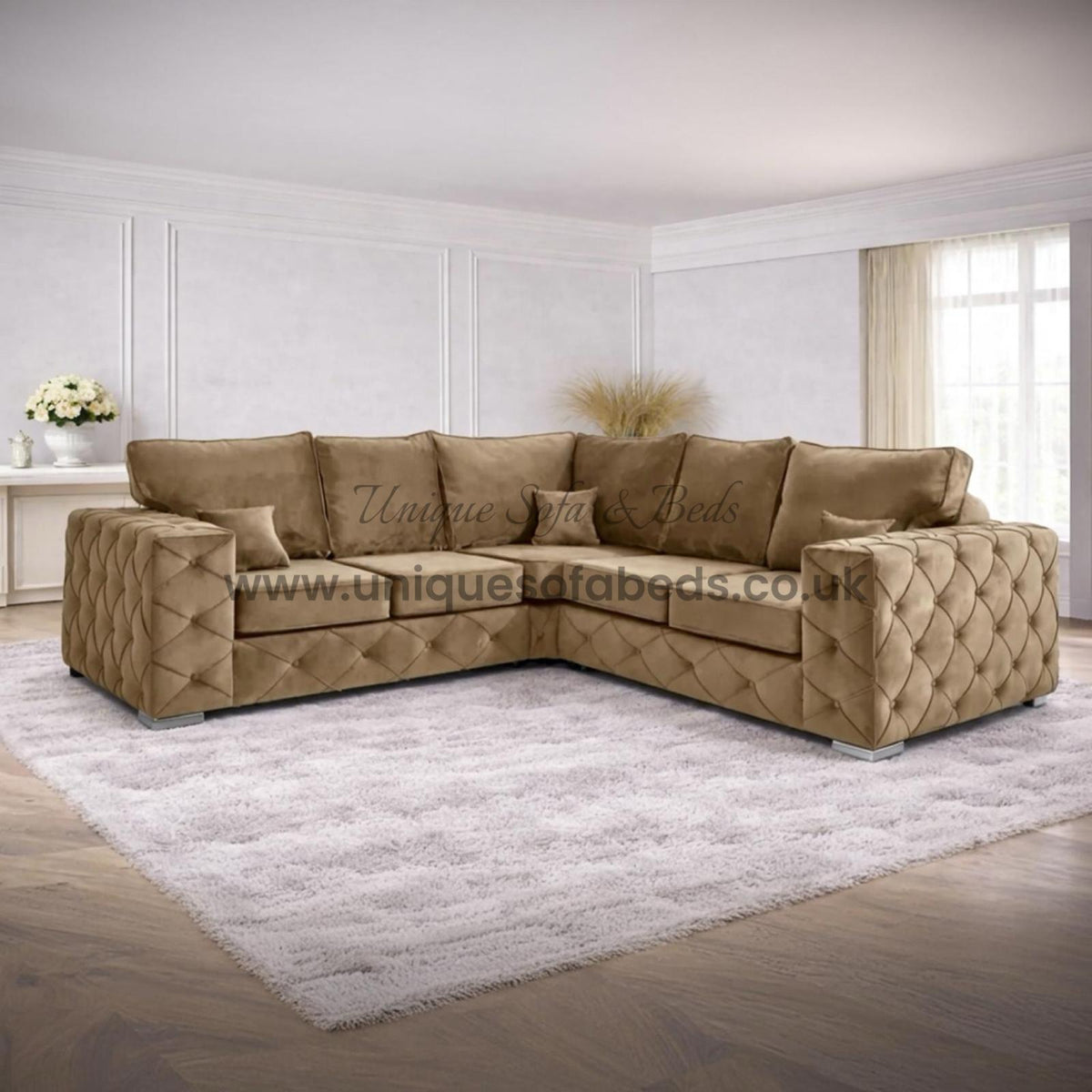 Milton Modern Chesterfield 3+2+1 Sofa Set – Plush Buttoned Velvet Suite