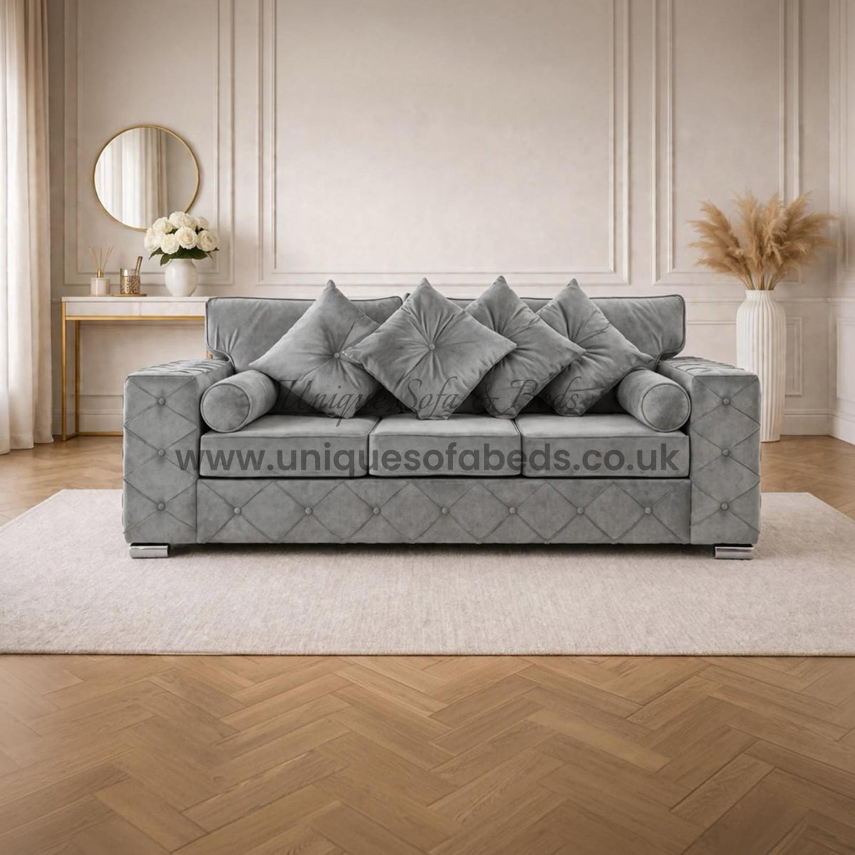 Milton Modern Chesterfield 3+2 Sofa Set – Plush Buttoned Velvet Sofas