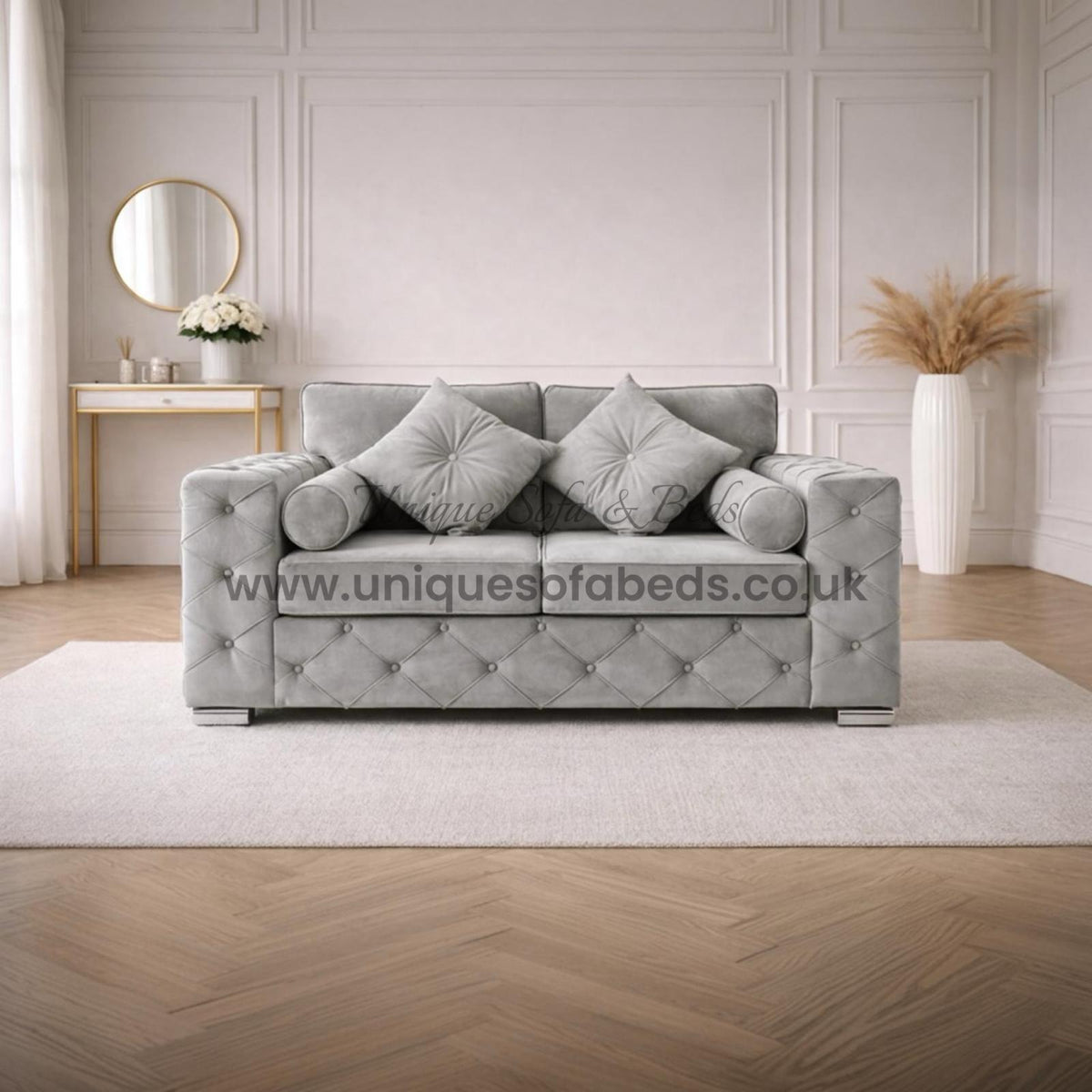 Milton Modern Chesterfield 3+2+1 Sofa Set – Plush Buttoned Velvet Suite