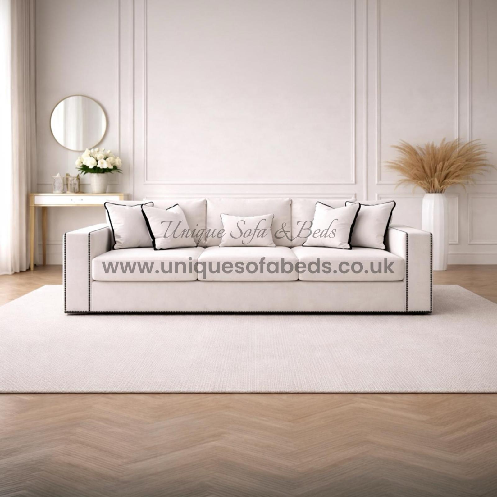 Kiara 3 Seater Sofa – Modern Black Stud Trim Sofa