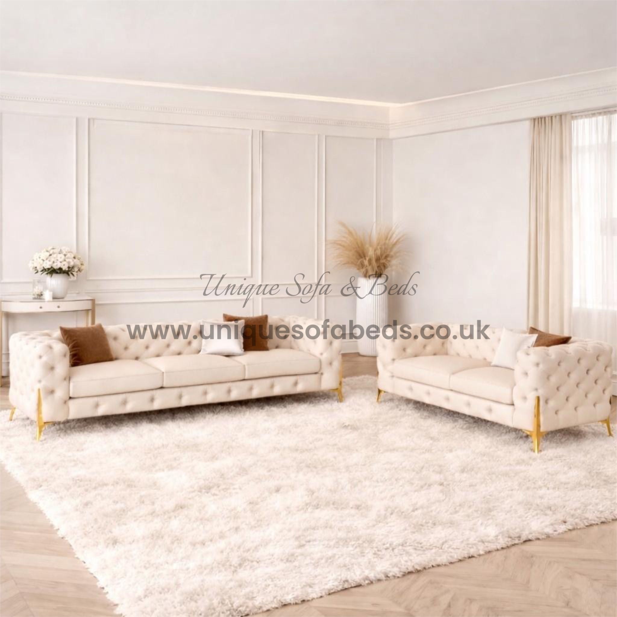 Jaguar Luxurious Chesterfield L Shape Chaise Sofa – Luxury Buttoned Velvet Sofa