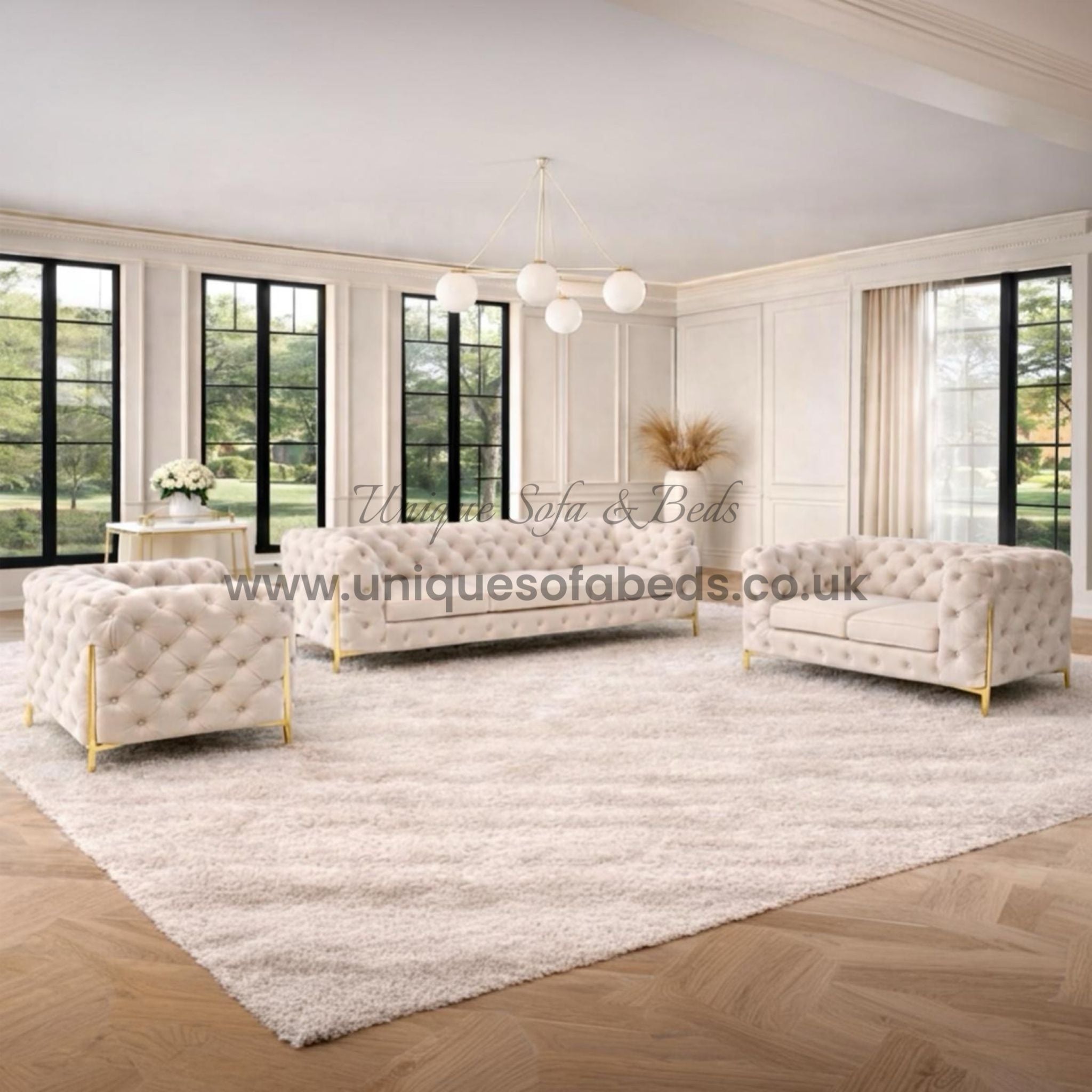 Jaguar Luxurious Chesterfield Corner Sofa – Luxury Buttoned Velvet Sofa