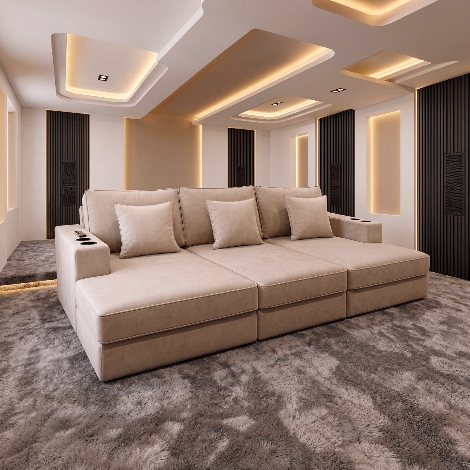 Charles Cinema Sofa – Luxury Deep Seat Home Cinema Sofa with Cup Holders
