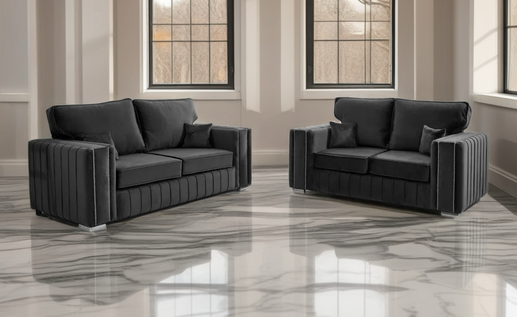 Layla Luxe Velvet 3 & 2 Seater Sofa Set