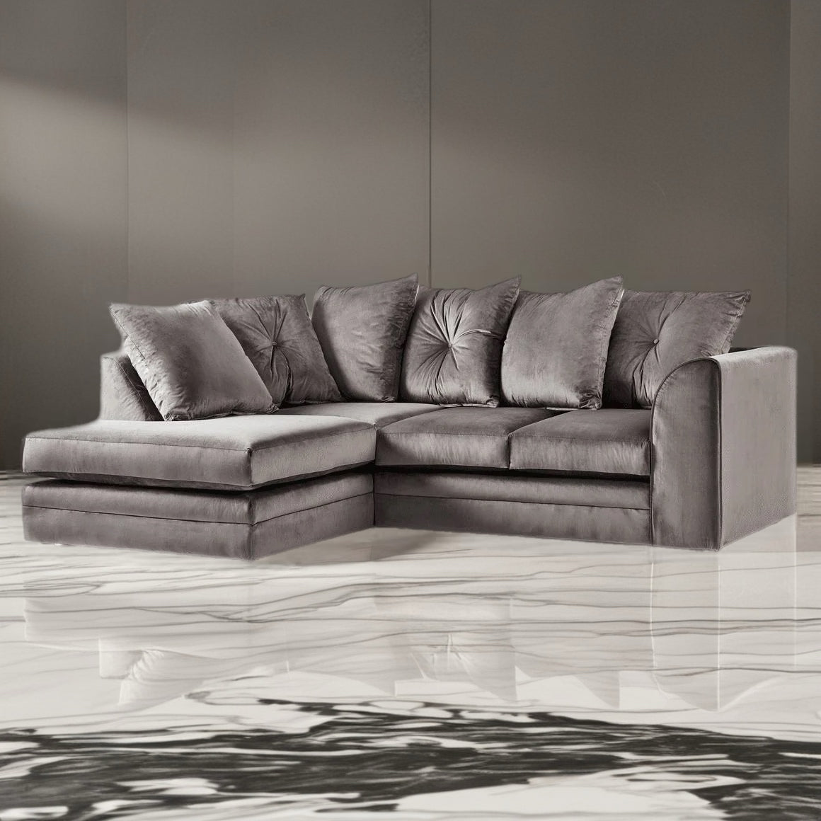 Rockford Luxe Velvet Left side Corner L Shape Sofa