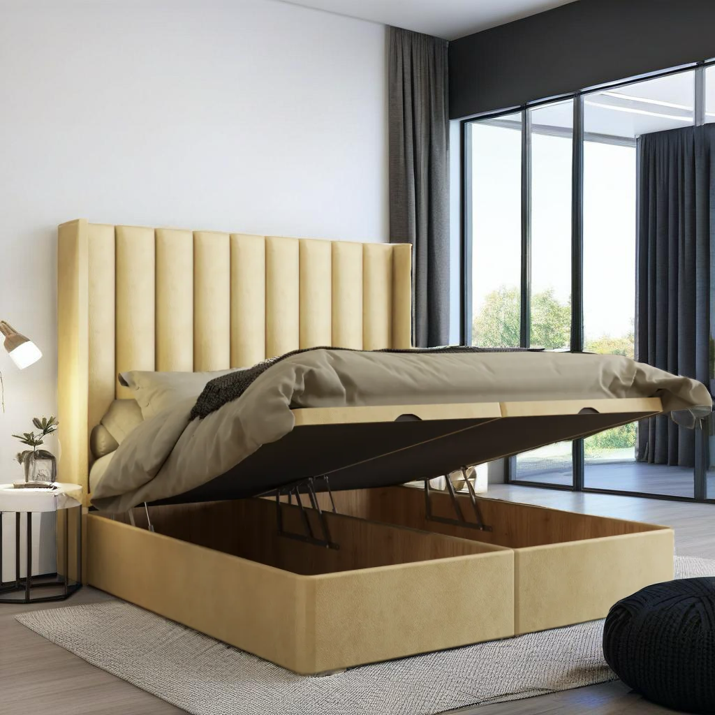 Cidra wing divan bed frame with ottoman storage option available