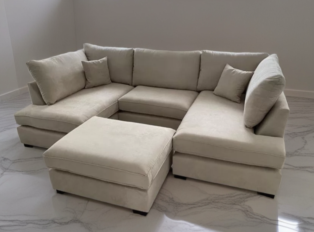 Carnby Luxe Velvet corner Cinema Sofa with sectional footstool