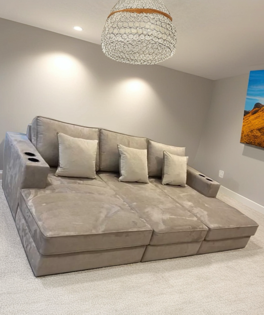 Charles Luxe Velvet cinema Sofa with cup holders