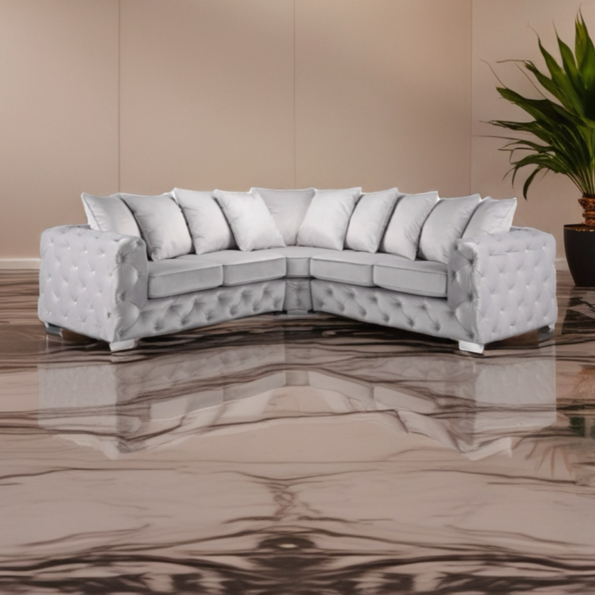Luxe Chesterfield Large Corner Velvet Sofa