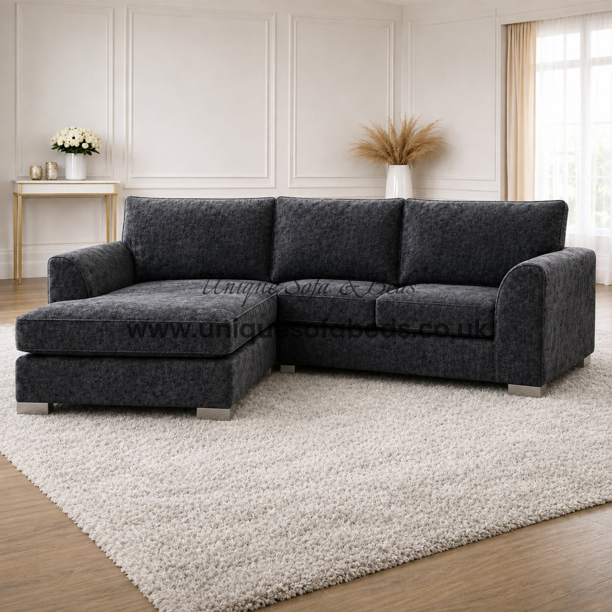 Dylan Modern Fabric L Shape Chaise Sofa – Deep Cushion Corner Sofa