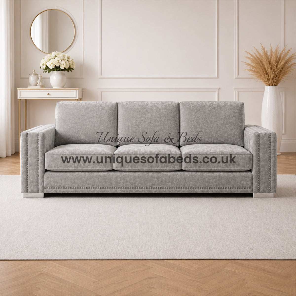 Tuxedo 3 Seater Sofa – Luxury Fabric Sofa with Panelled Arms