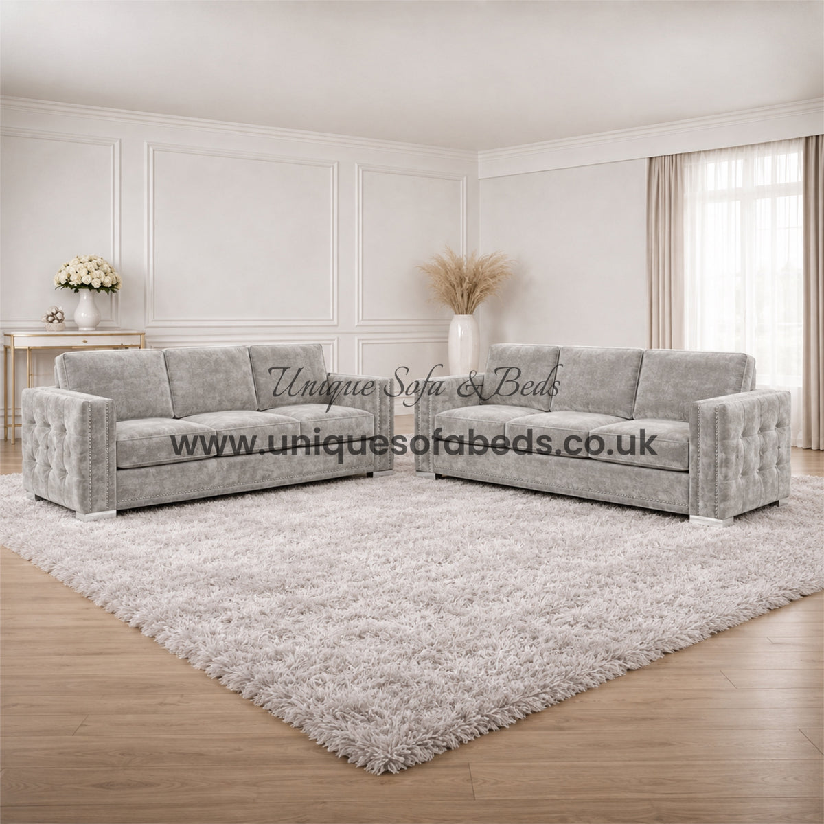 Tuxedo 3 + 2 Seater Sofa Set – Luxury Fabric Sofa Suite