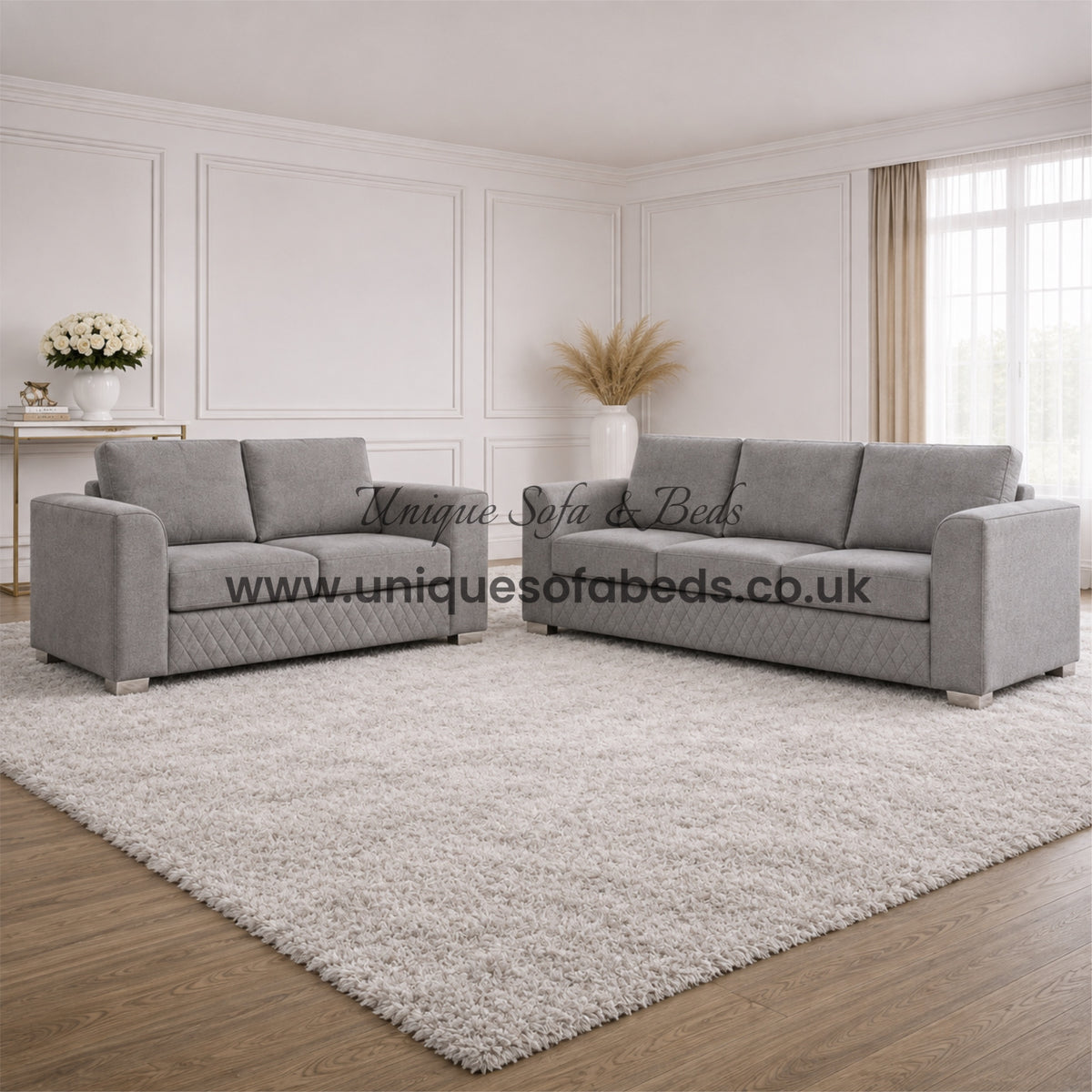 Victoria Corner Sofa – Modern Quilted Velvet Sofa