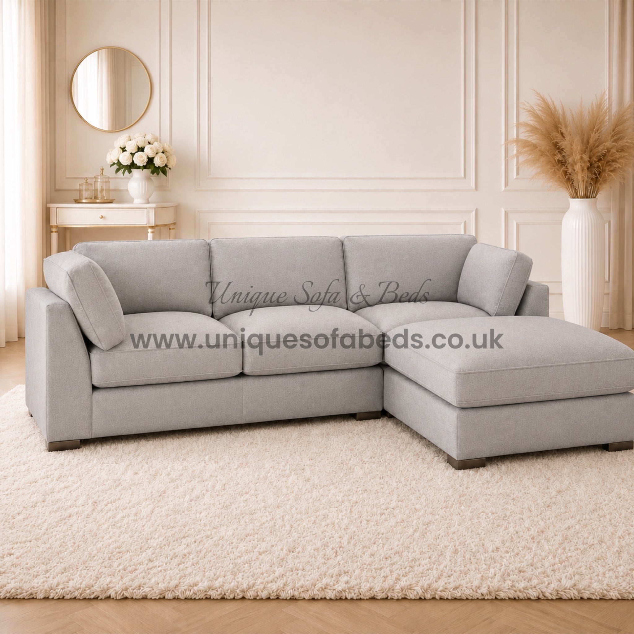 Belgravia L Shape Chaise Sofa – Modern Luxury Fabric Chaise Sofa
