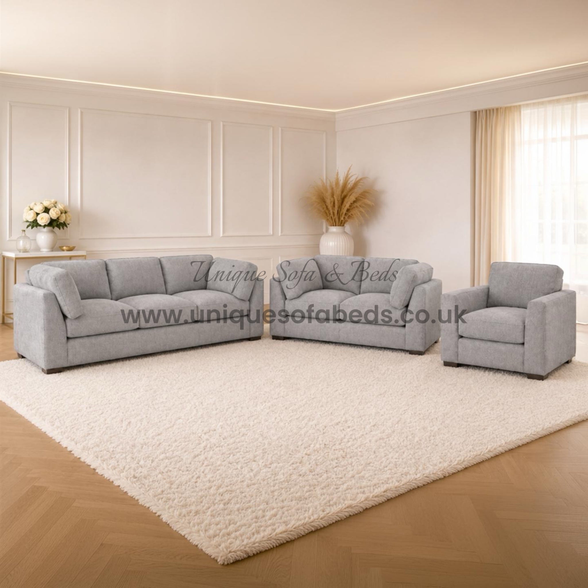 Belgravia L Shape Chaise Sofa – Modern Luxury Fabric Chaise Sofa