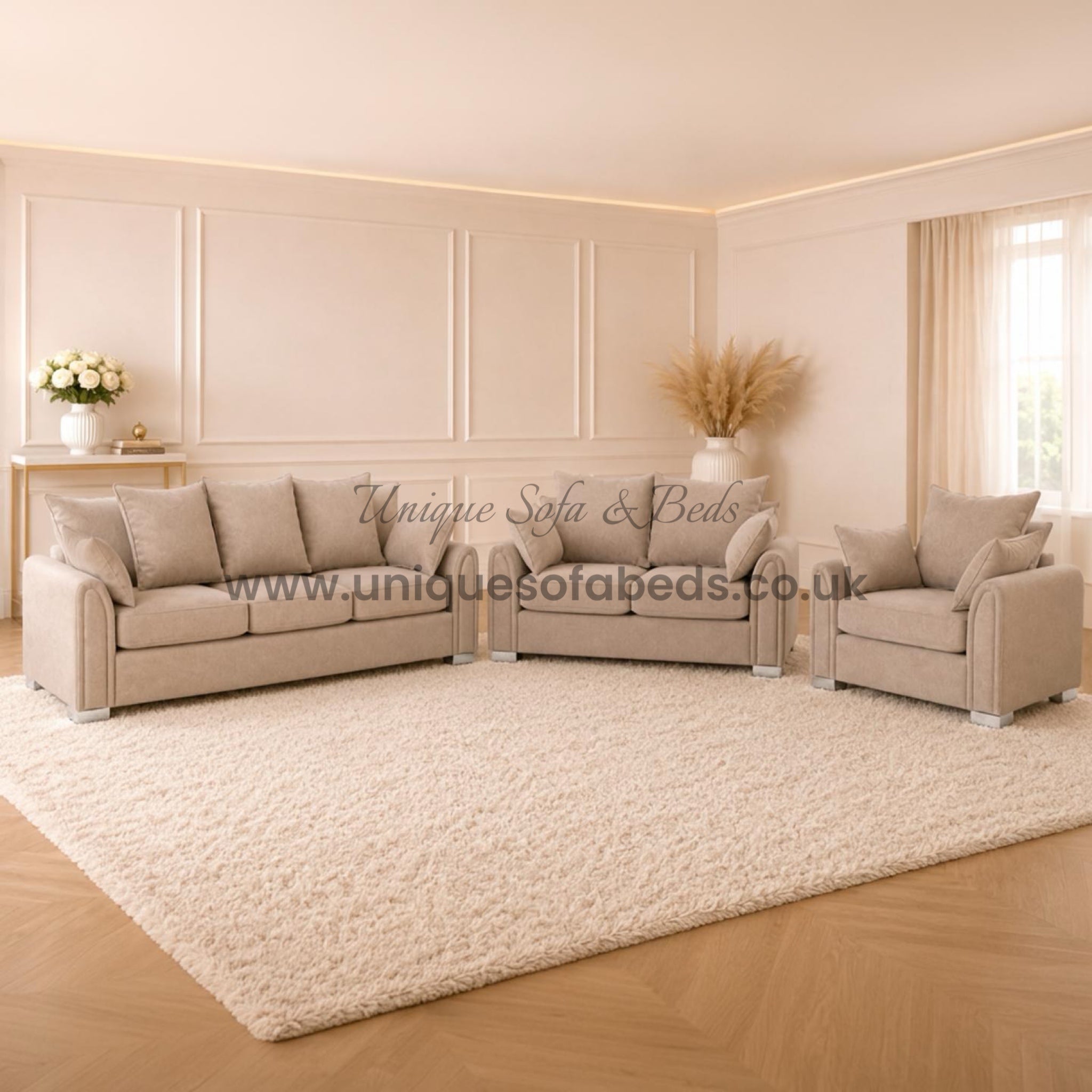 Windsor L Shape Chaise Sofa – Luxury Scatter Back Fabric Chaise Sofa