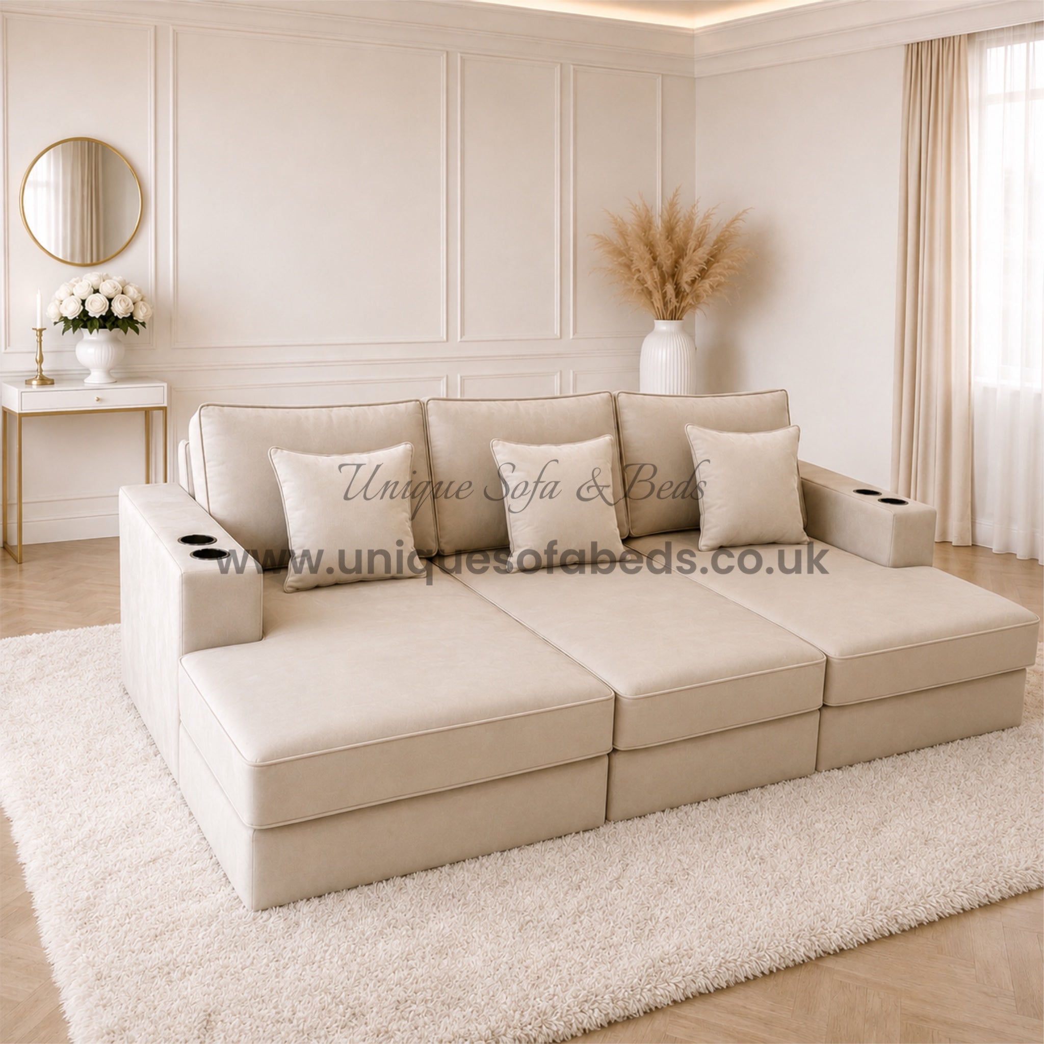 Charles Cinema Sofa – Luxury Deep Seat Home Cinema Sofa with Cup Holders