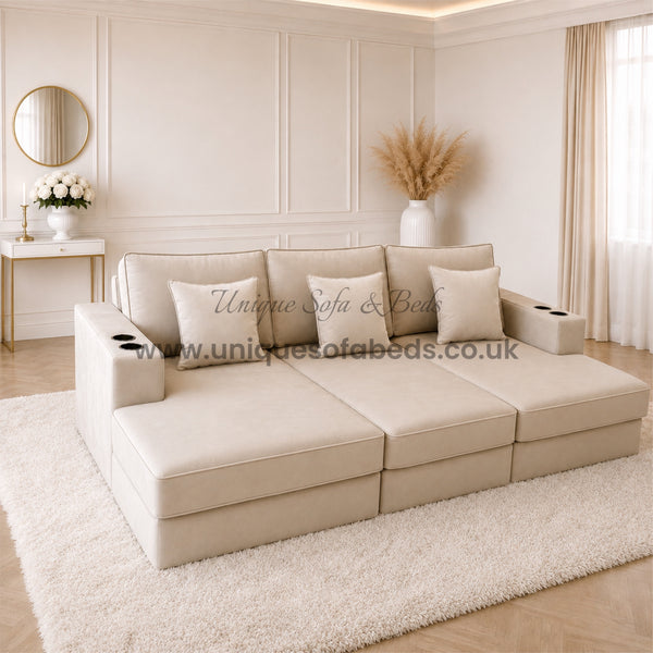 Charles Cinema Sofa – Luxury Deep Seat Home Cinema Sofa with Cup Holders