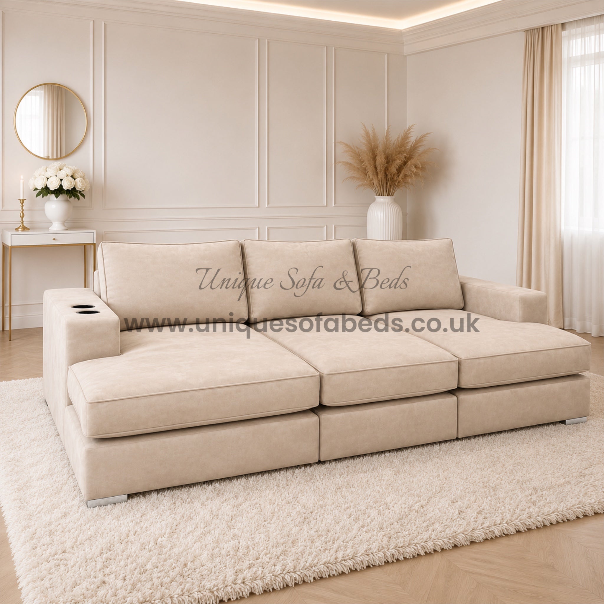 Charles Cinema Sofa – Luxury Deep Seat Home Cinema Sofa with Cup Holders