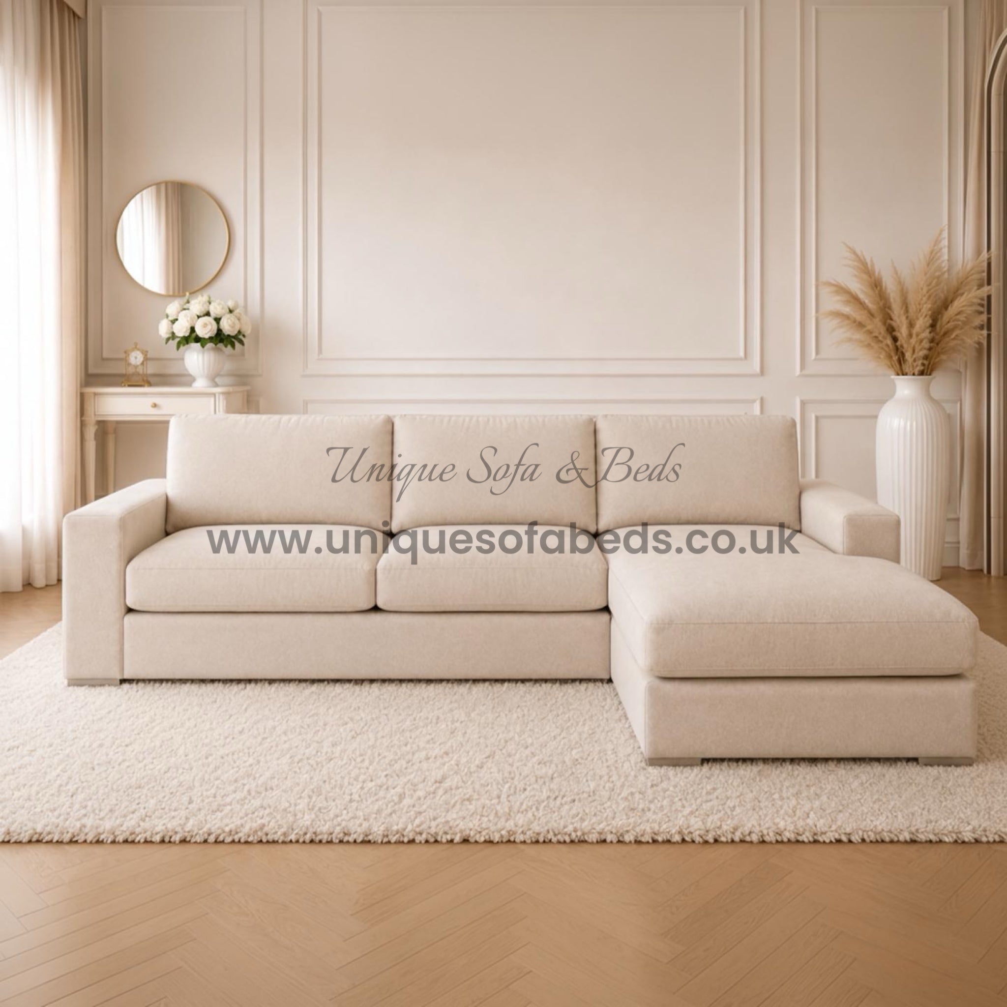 Olivia L Shape Chaise Sofa – Modern Luxury Fabric Chaise Sofa