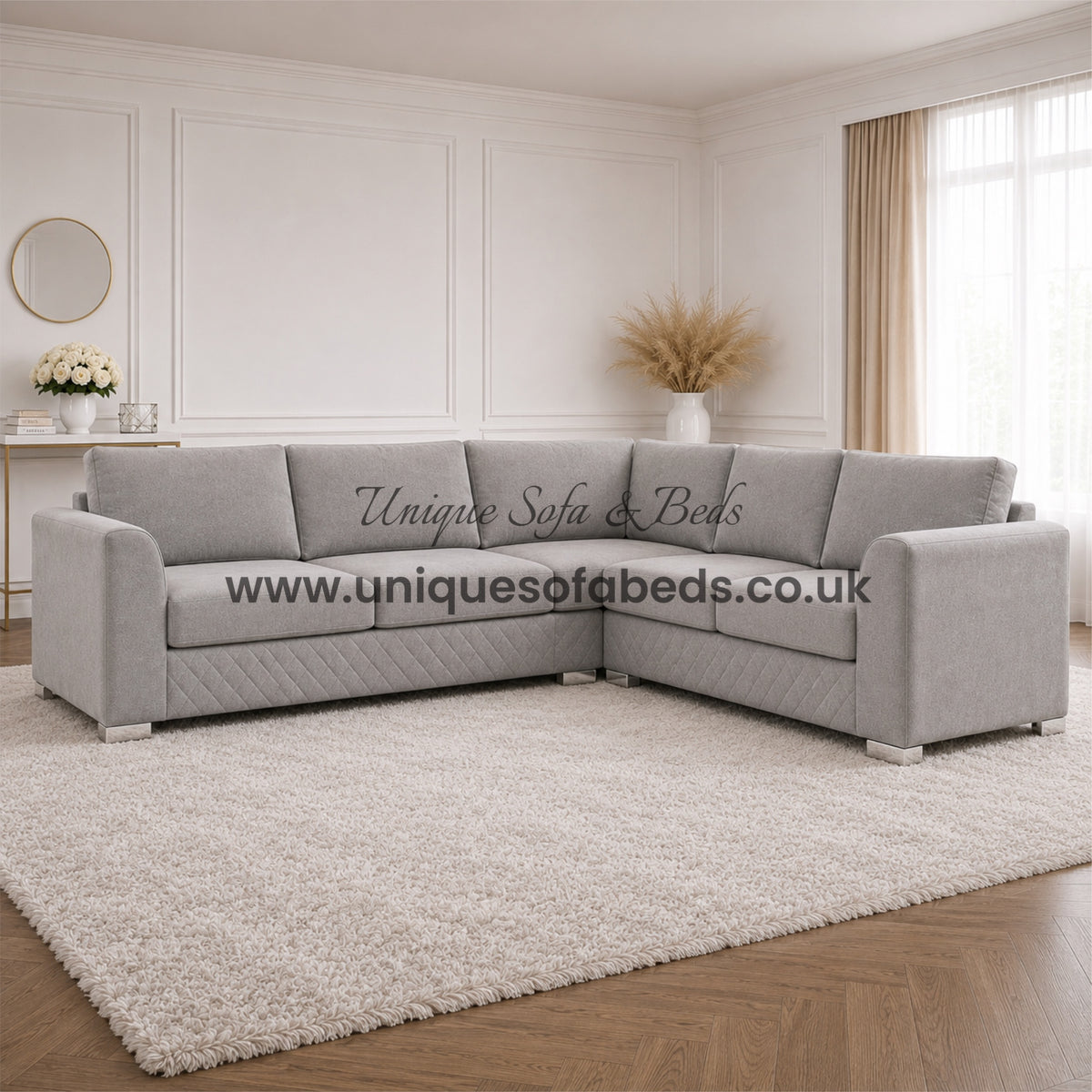 Victoria Corner Sofa – Modern Quilted Velvet Sofa