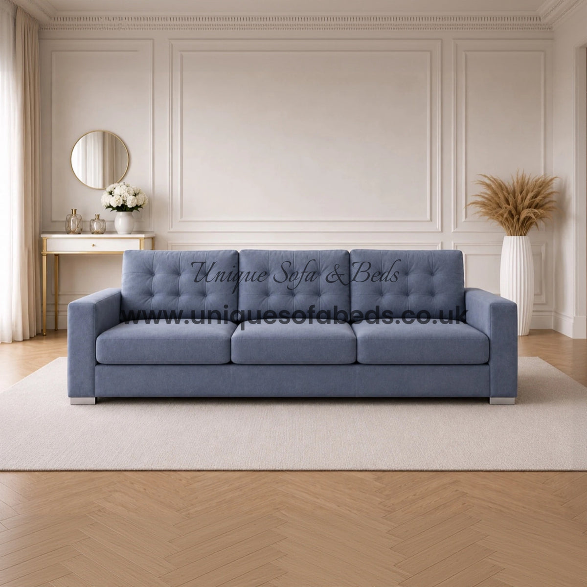 Midas 3 Seater Sofa – Modern Fabric Sofa with Buttoned Back