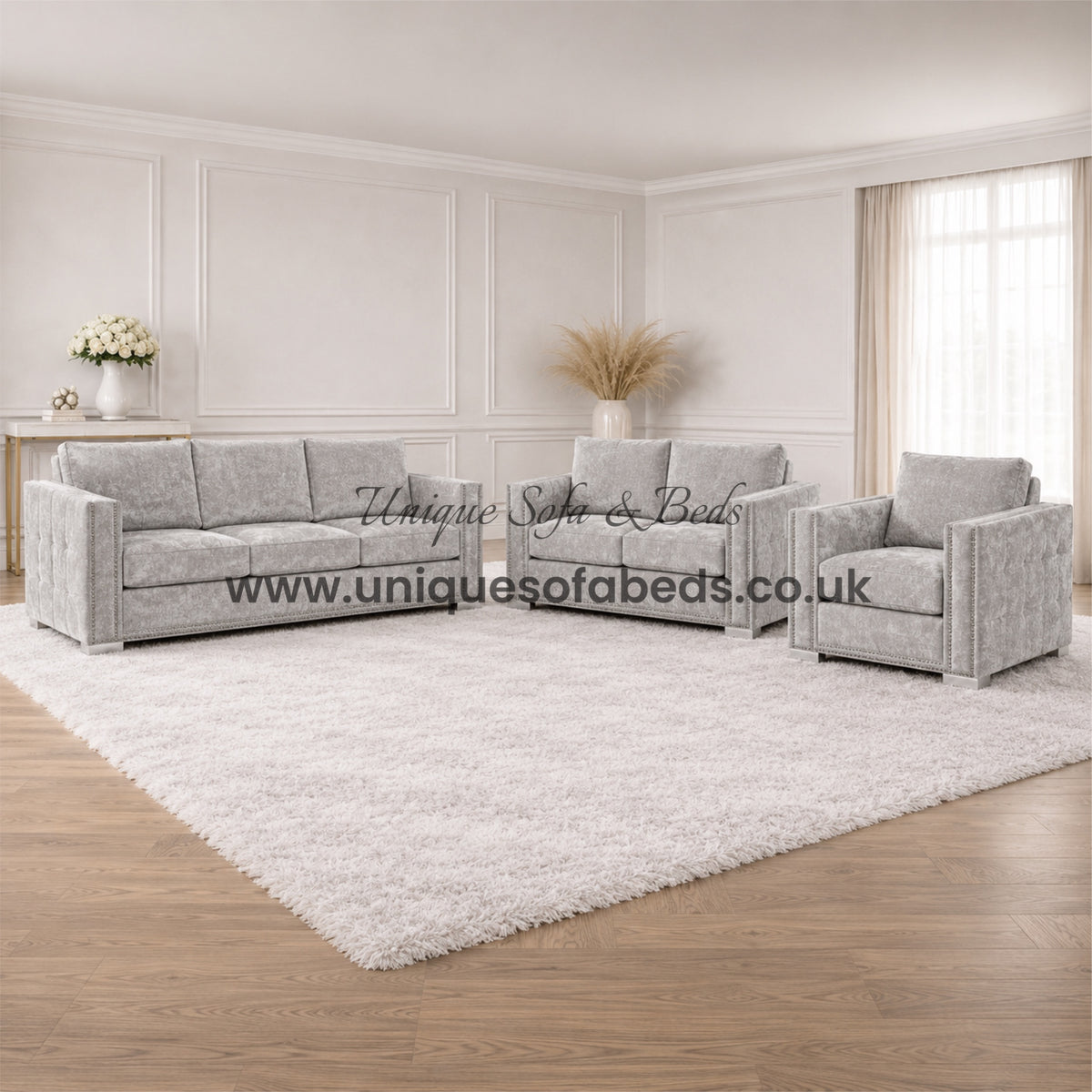 Tuxedo 3 + 2 Seater Sofa Set – Luxury Fabric Sofa Suite