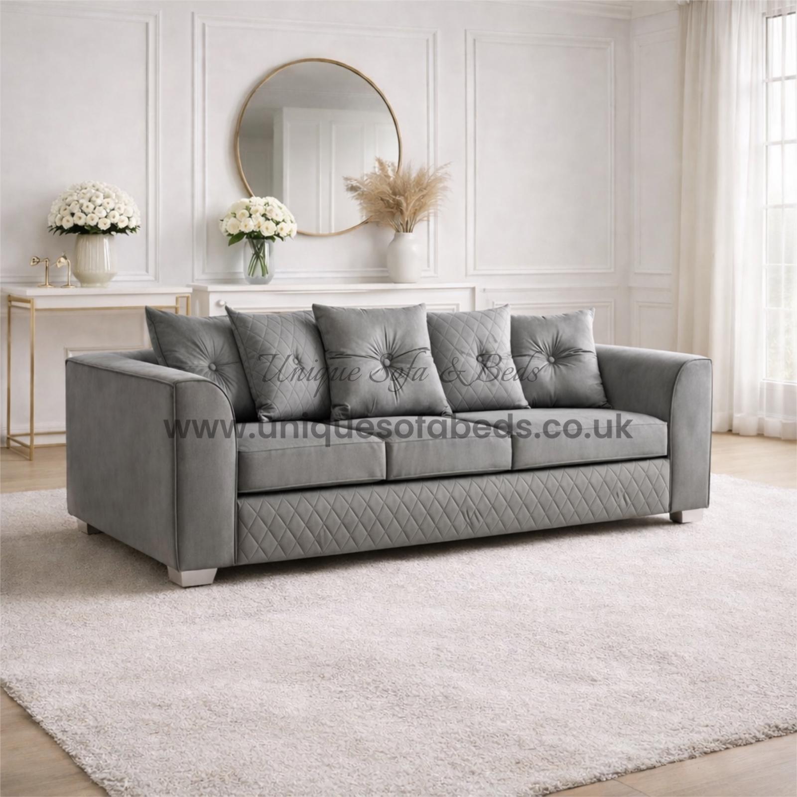Victoria 3 + 2 + 1 Seater Sofa Set – Modern Quilted Velvet Sofa