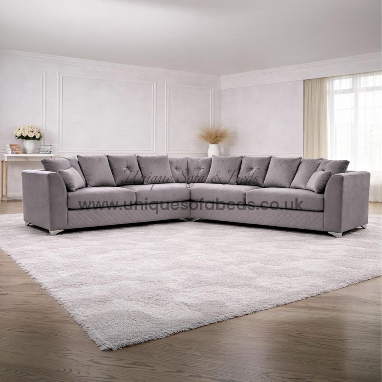 Victoria 3 + 2 + 1 Seater Sofa Set – Modern Quilted Velvet Sofa