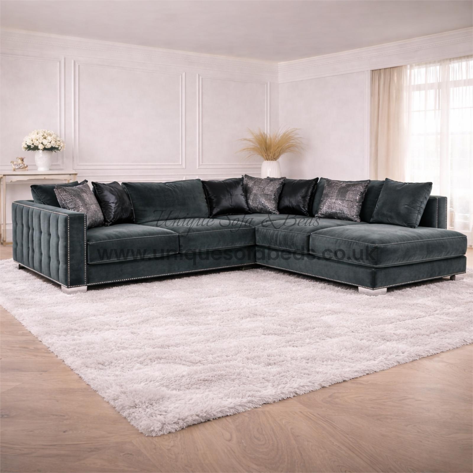 Tuxedo L Shape Chaise Sofa – Luxury Corner Sofa with Panelled Arms