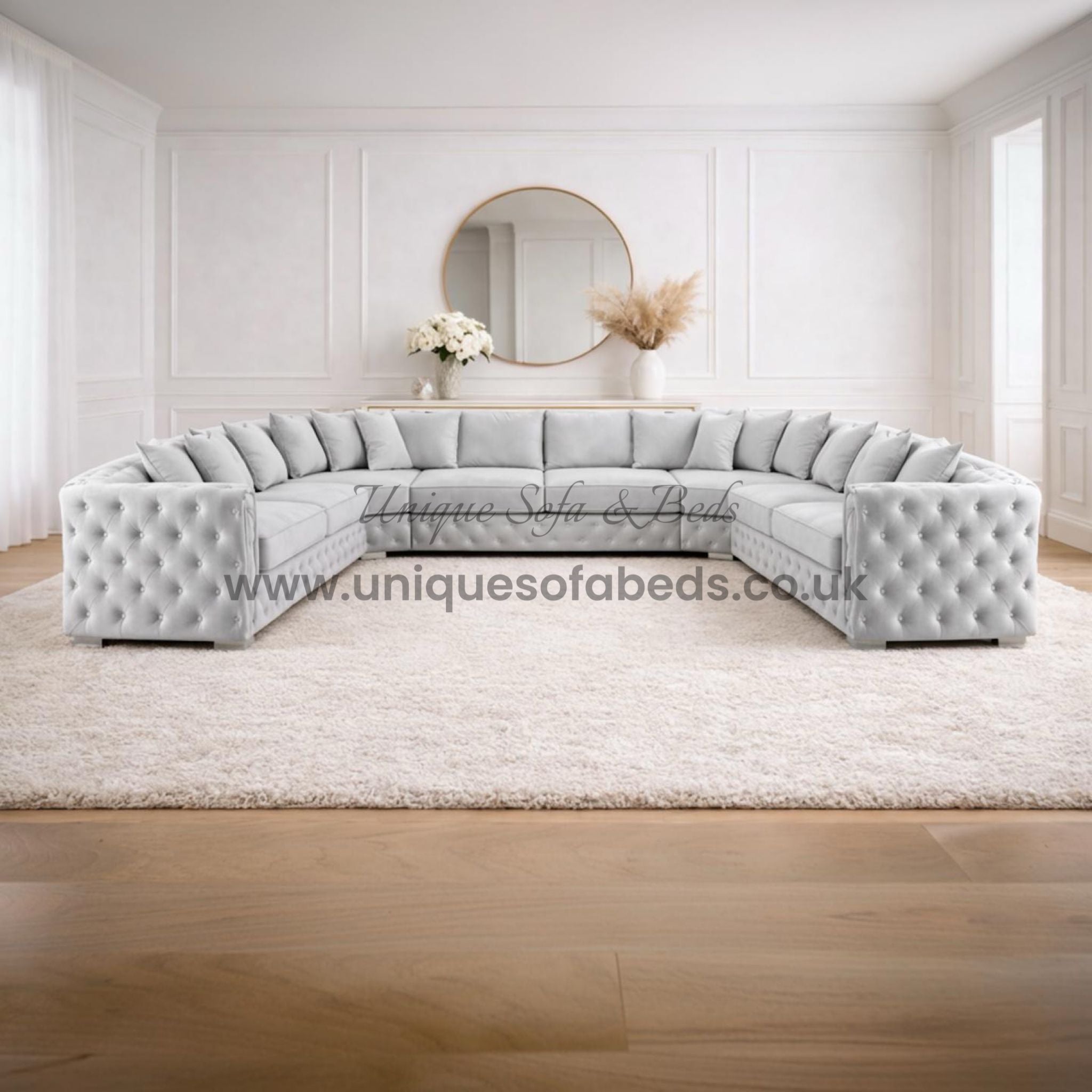 Milano Chesterfield U Shape Sofa – Luxury Buttoned Fabric Sofa