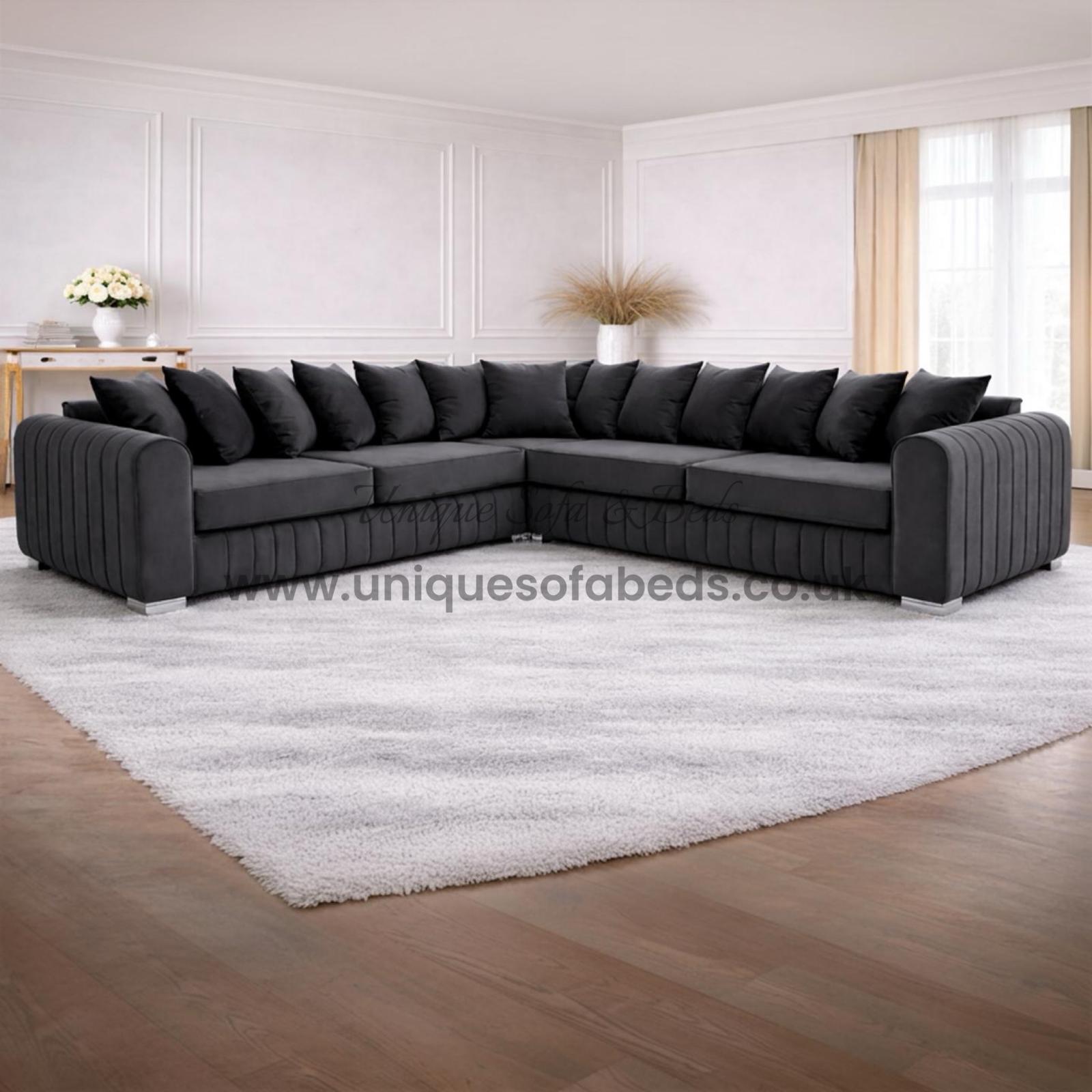 Lilly 3 + 2 + 1 Sofa Set – Modern Lined Fabric Sofa Suite