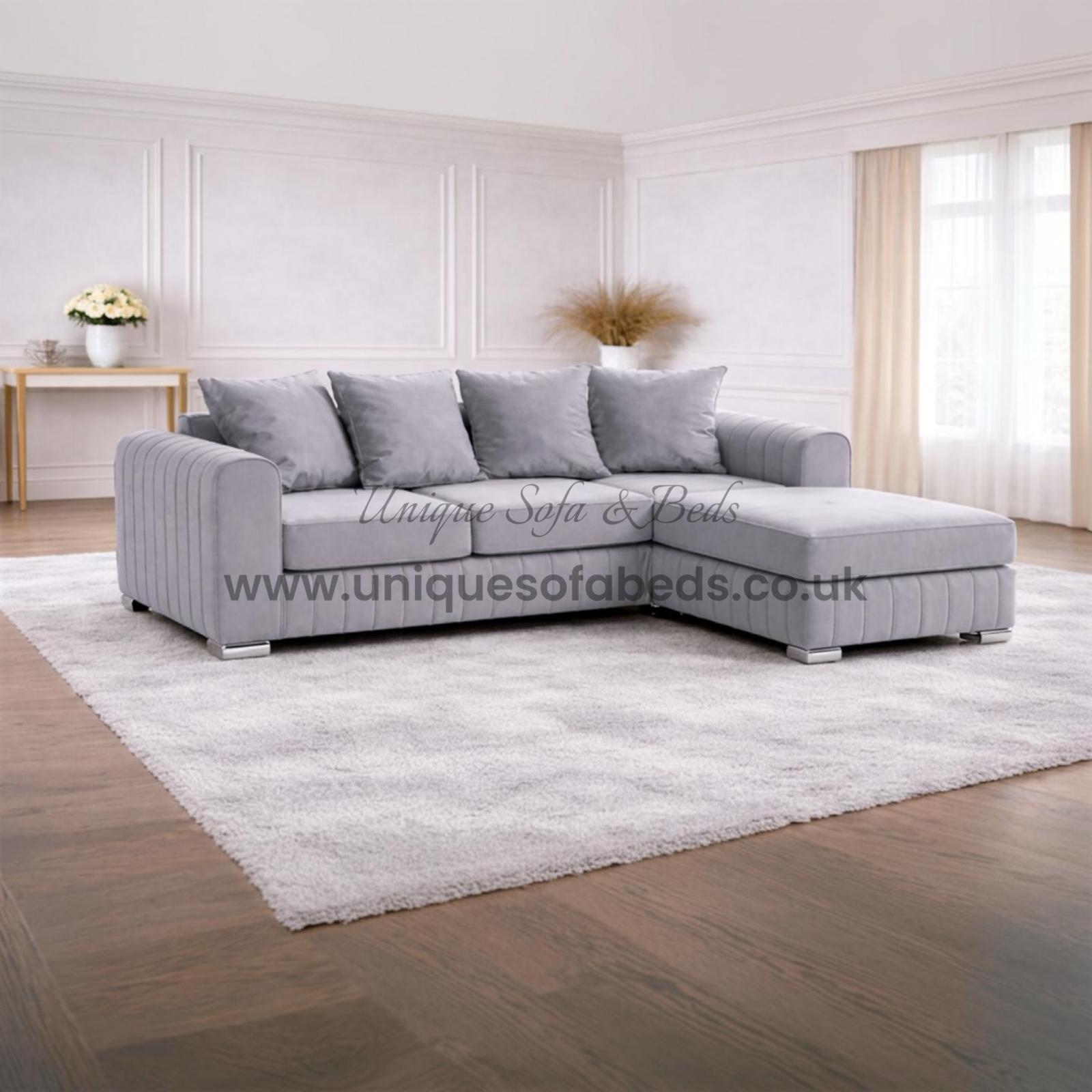 Lilly 3 + 2 + 1 Sofa Set – Modern Lined Fabric Sofa Suite