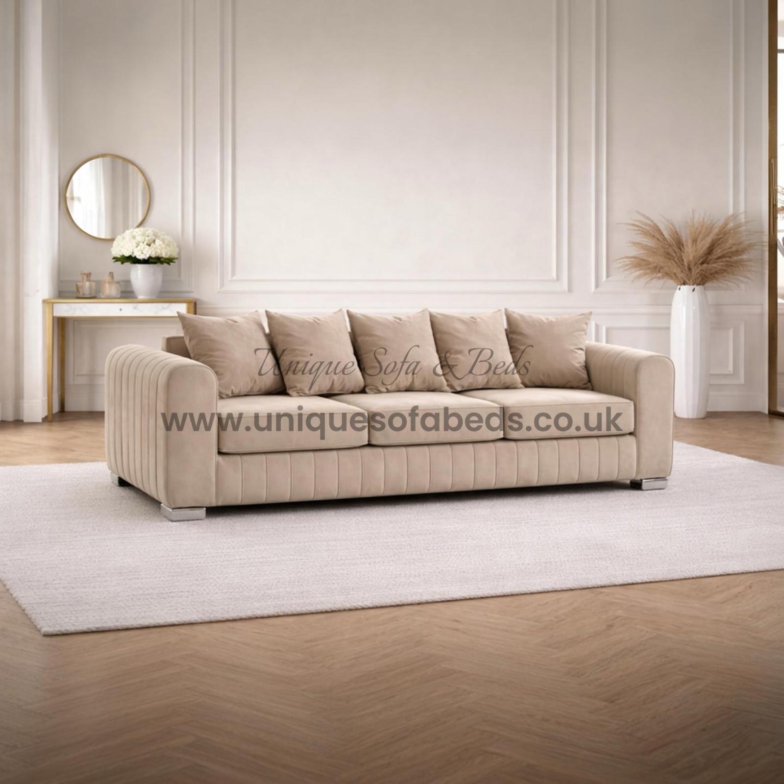 Lilly 3 + 2 + 1 Sofa Set – Modern Lined Fabric Sofa Suite